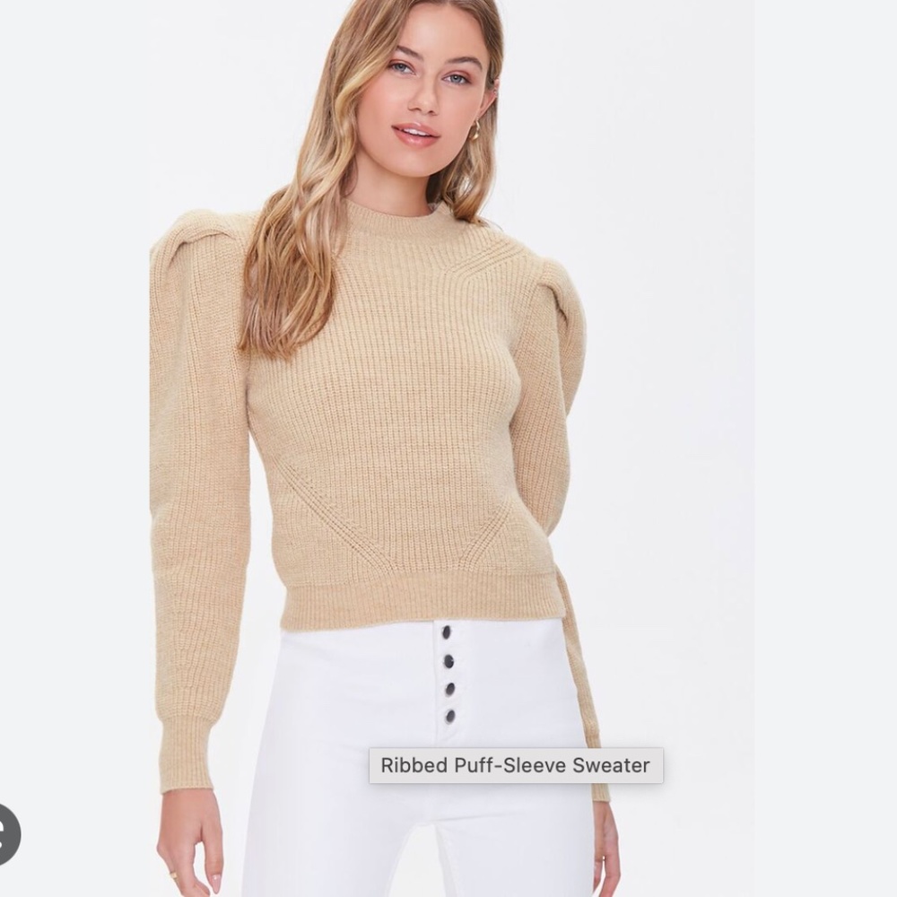 Ribbed Puff Sleeve Sweater